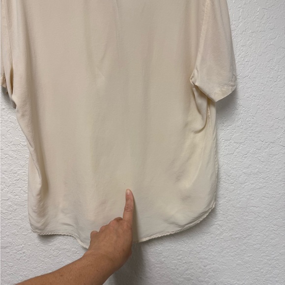 DKNY 100% Silk Ivory Button-Up Blouse *small flaw* - Picture 5 of 16